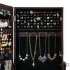 Brown Free Standing Jewelry Armoire with Mirror